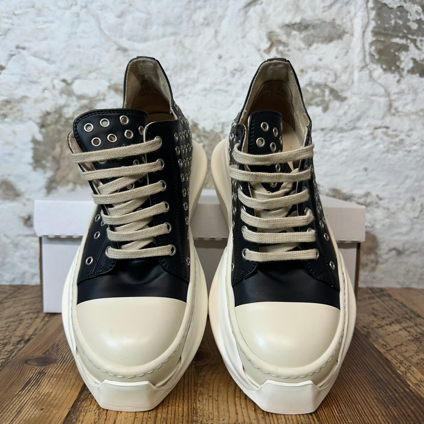 Rick Owens Abstract Eyelette Black Milk Sneaker Sz 6 (38)