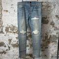 Amiri MX1 Cream Suede Blue Denim Jeans Sz 36