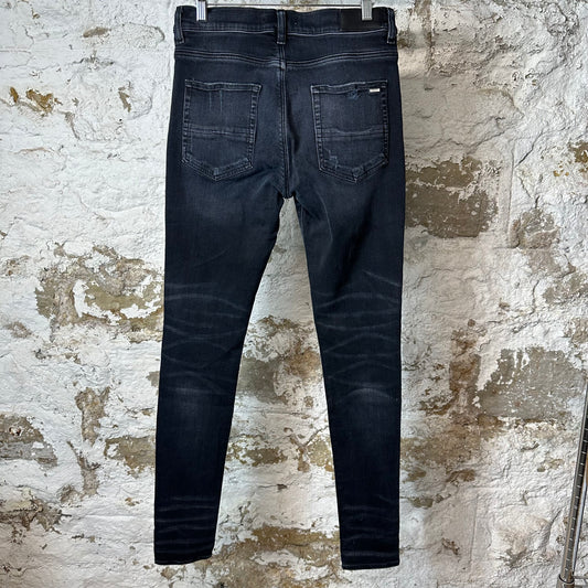 Amiri MX1 Cracked Blue Black Denim Jeans Sz 31