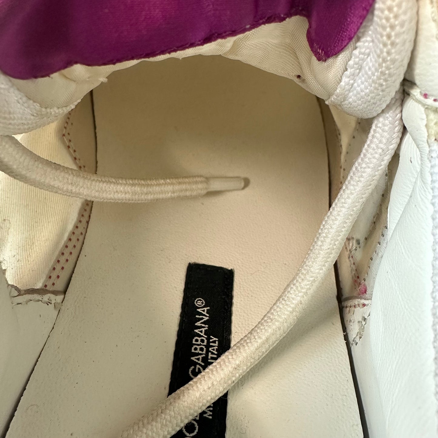 Dolce Gabbana White Purple Nylon Daymaster Sneaker Sz 5.5 (37.5)
