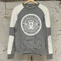 Balmain Paris White Logo Grey Crewneck Sz M