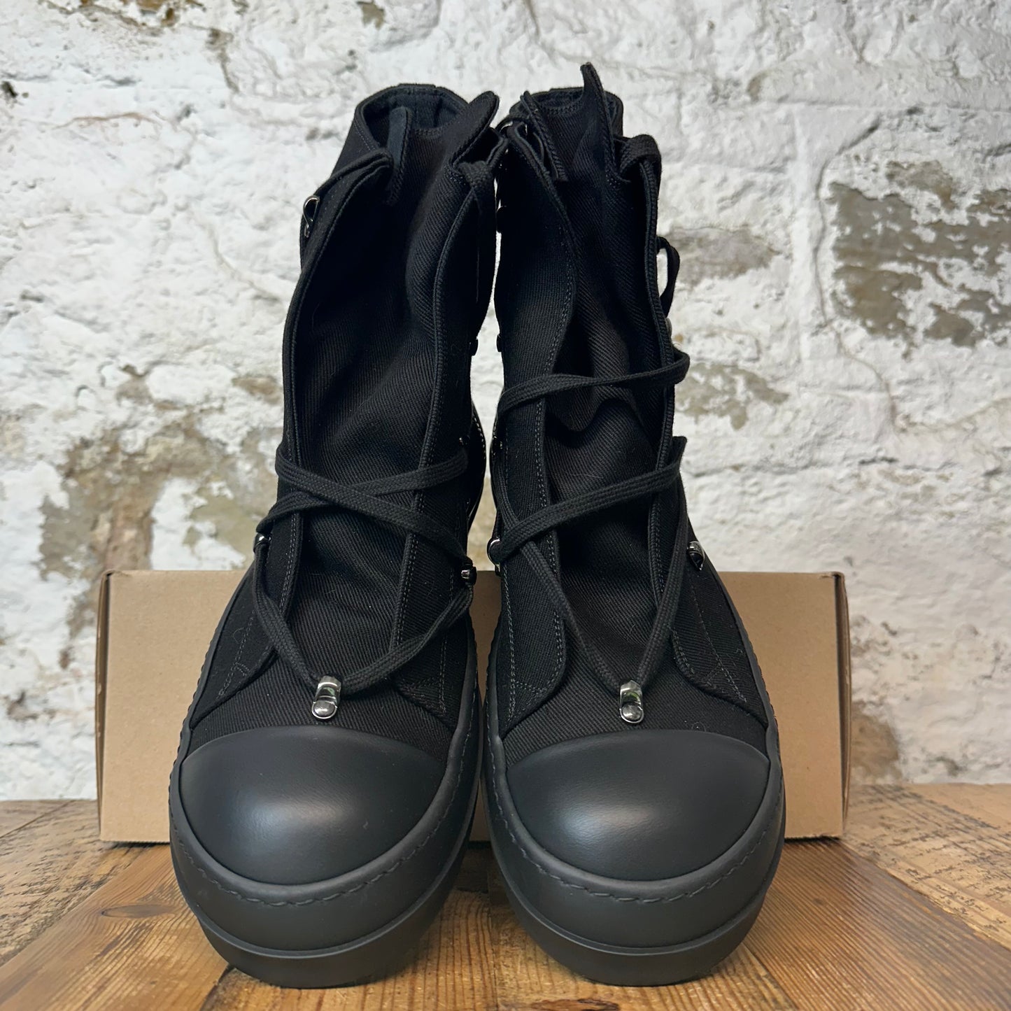 Rick Owens High Hexa Lace Triple Black Sneaker Sz 12.5 (45.5) DS