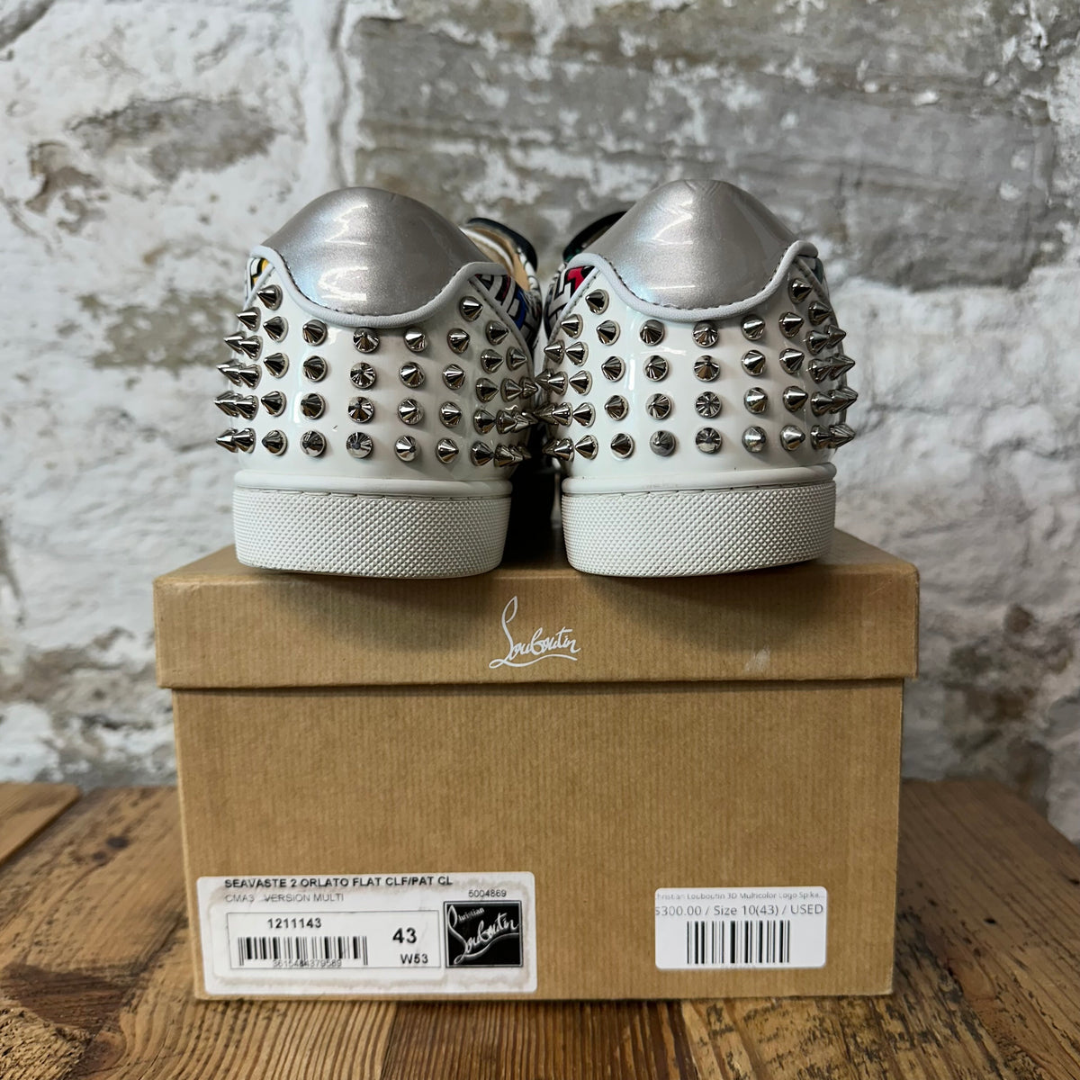 Christian Louboutin 3D Multicolor Logo Spike Sneaker Sz 10 (43)