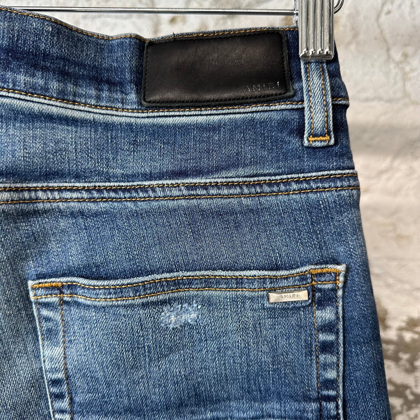 Amiri MX1 Red Paisley Dark Blue Denim Jeans Sz 32