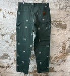 Sinclair White Logos Green Carpenter Pants Sz 34