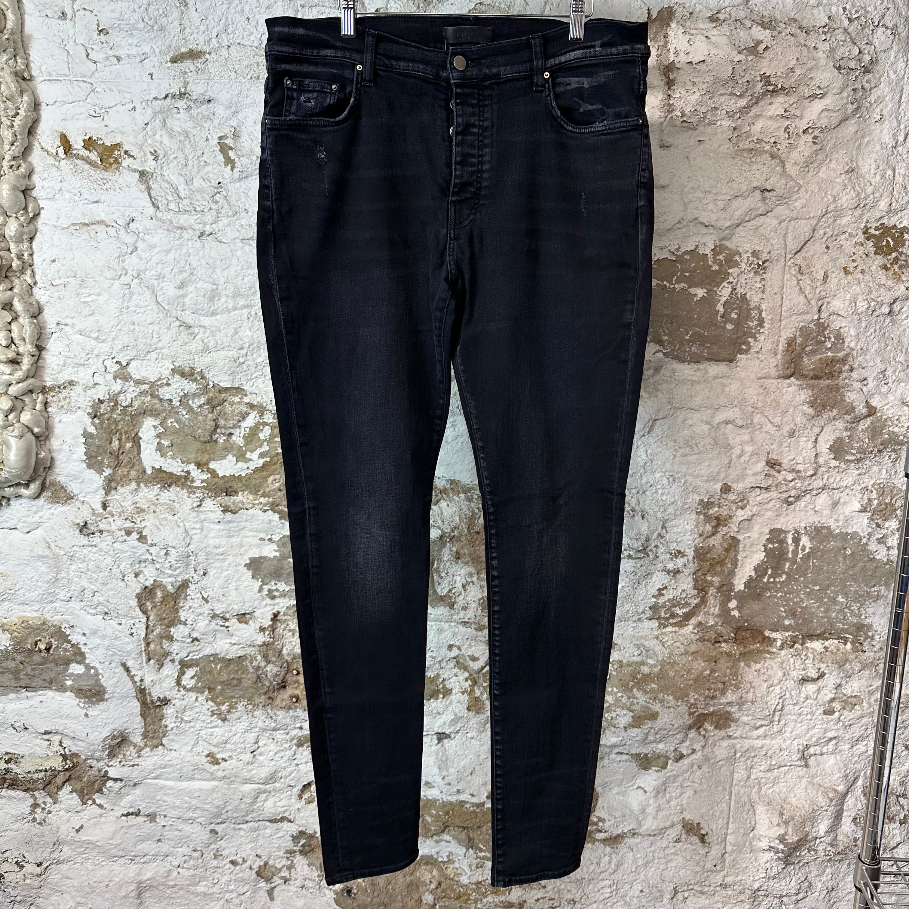 Amiri Plain Black Denim Jeans Sz 38