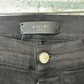 Amiri MX1 Black Leather Black Denim Jeans Sz 36