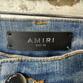Amiri Green Camo Bones Blue Denim Jeans Sz 33