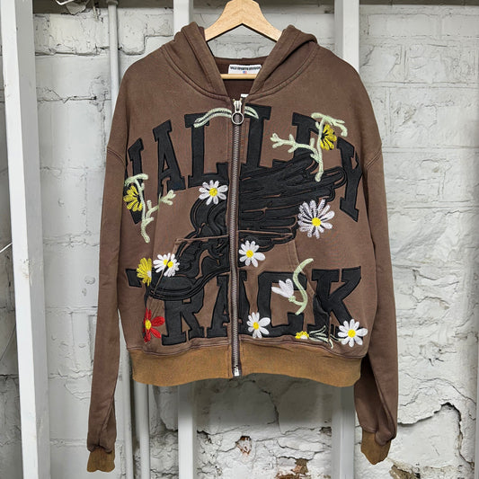Vale Garden Brown Zip Up Hoodie Sz M
