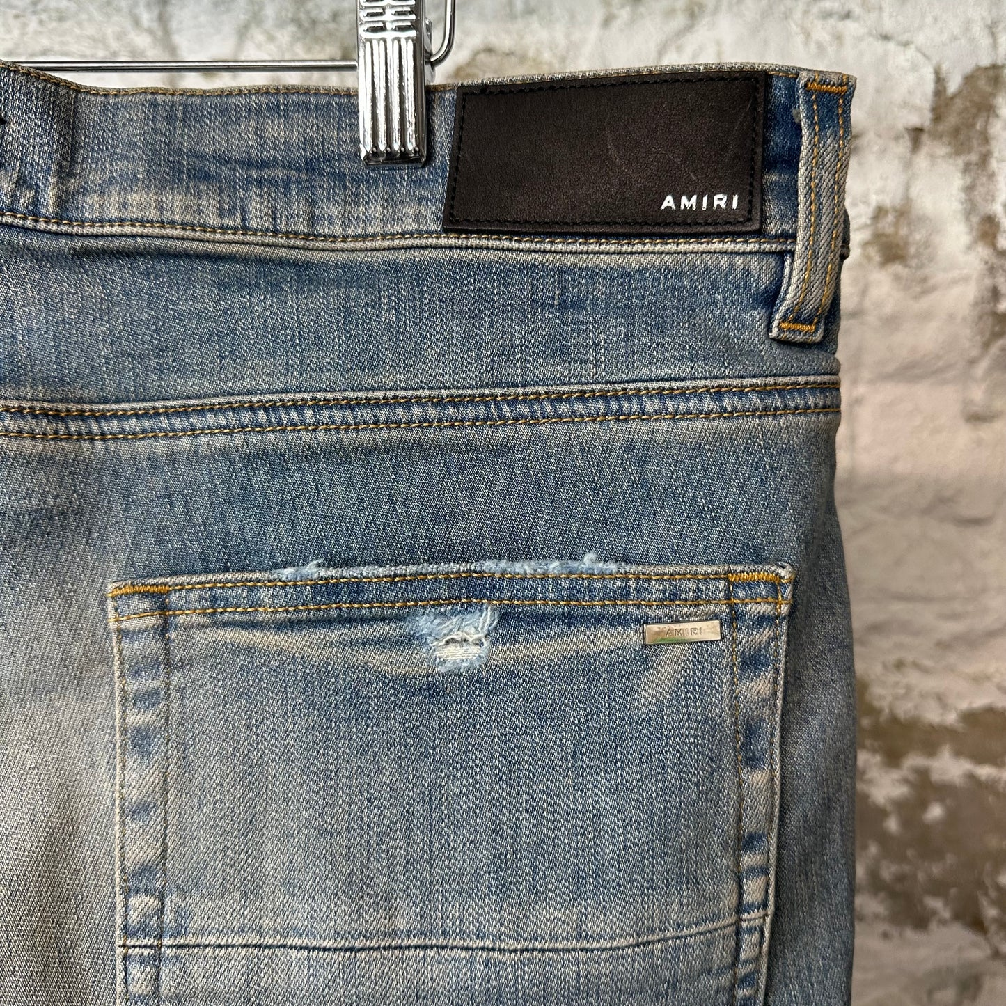 Amiri MX1 Camo Spell Blue Denim Jeans