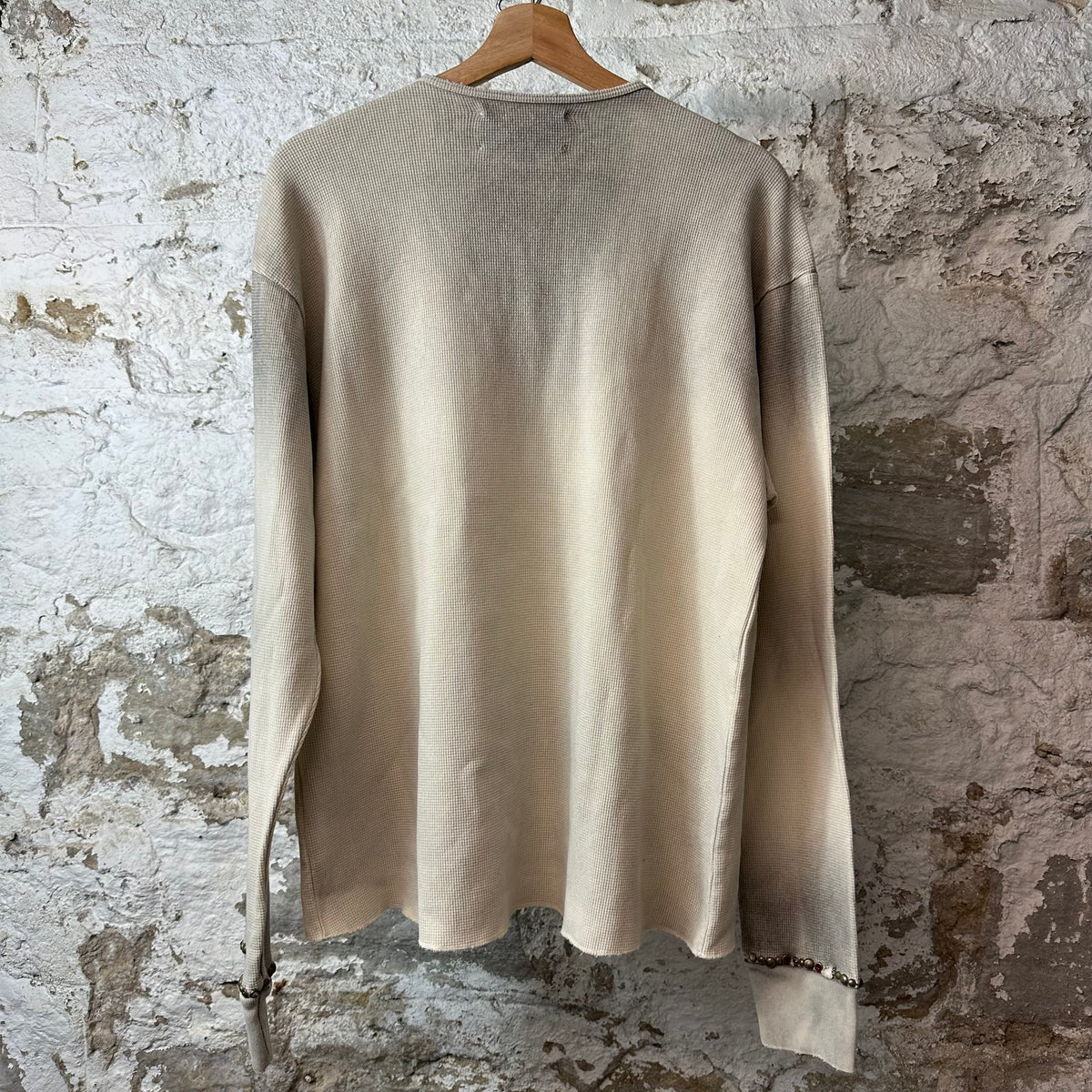 Satoshi Nakamoto Dirty White Studded Thermal Long Sleeve Sz XL