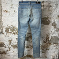 Amiri MX1 Cream Suede Blue Denim Jeans Sz 33