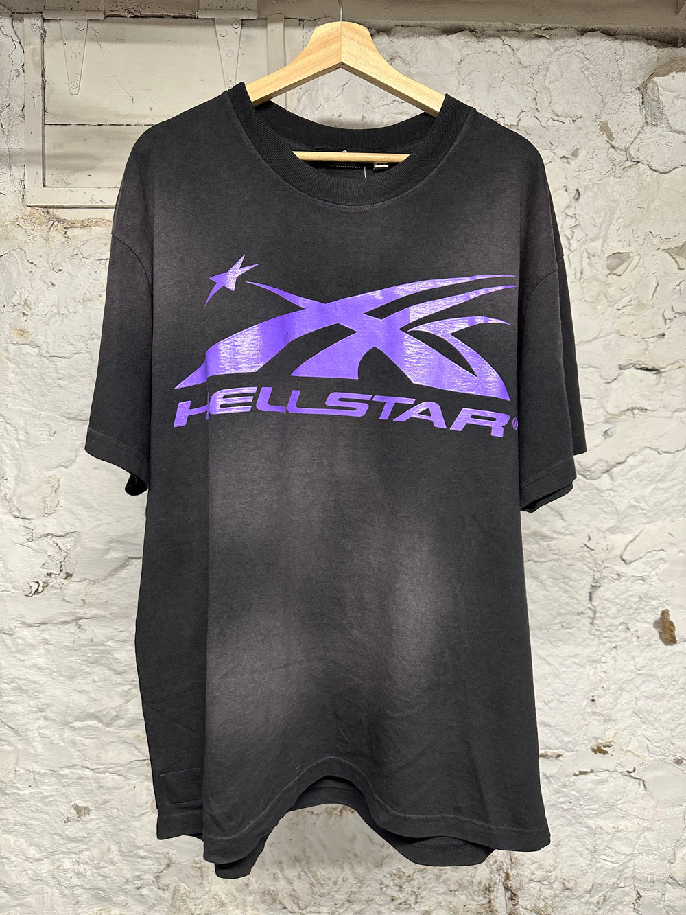 Hellstar Gel Logo Black Purple T-Shirt Sz L