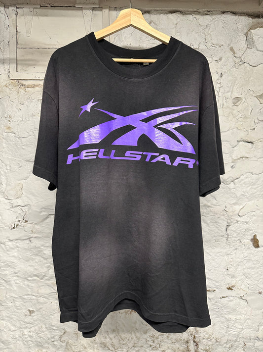 Hellstar Gel Logo Black Purple T-Shirt Sz L