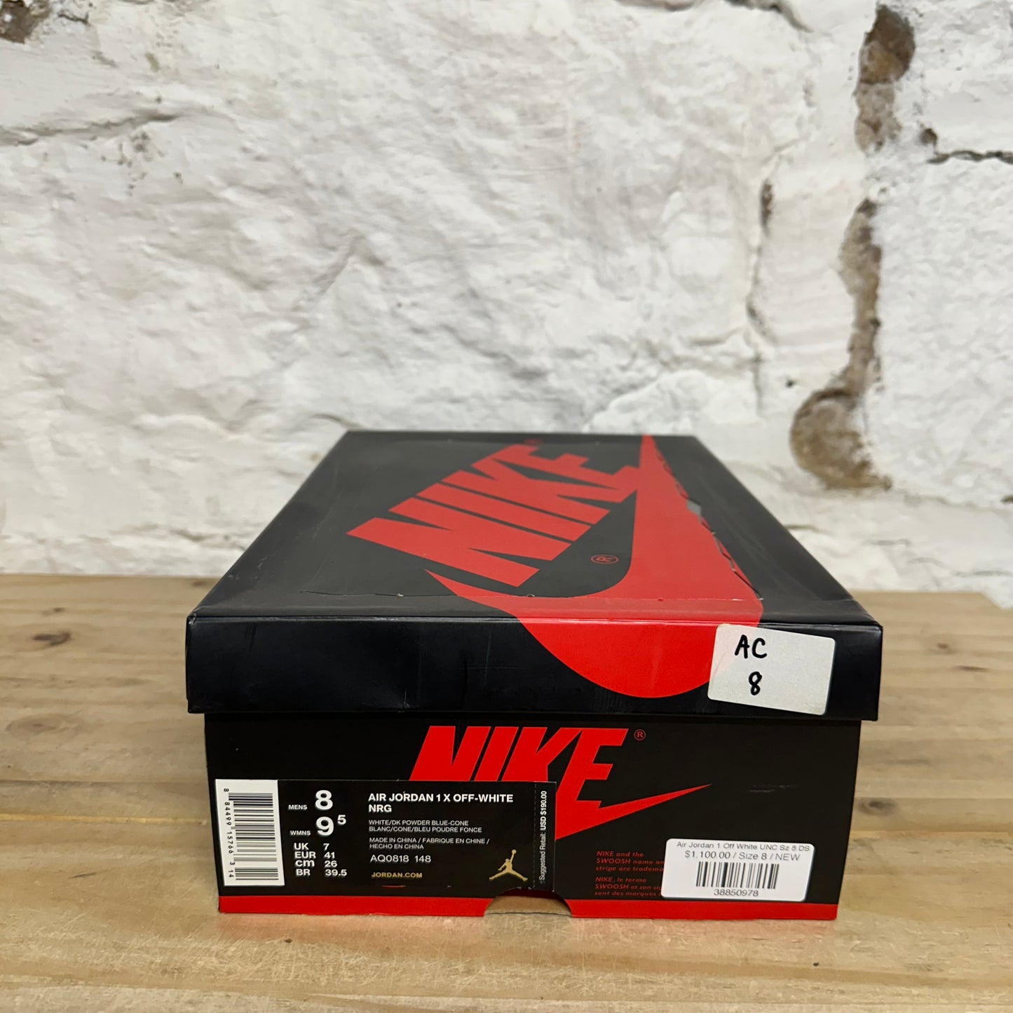 Air Jordan 1 High Off-White University Blue Sz 8 DS