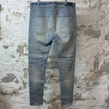 Amiri MX1 Cracked Orange Blue Denim Jeans Sz 36