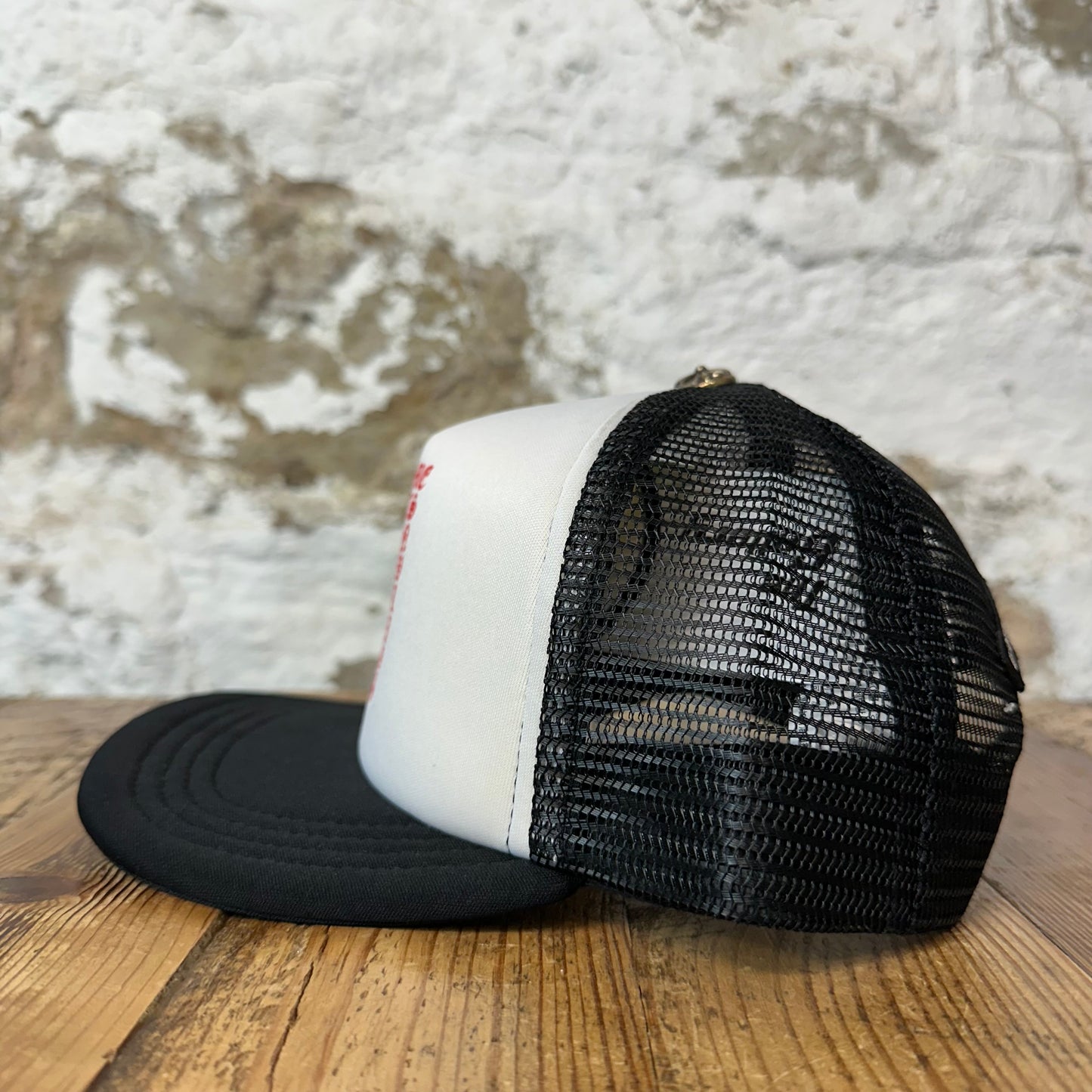 Chrome Hearts Red Eyechart White Black Trucker Hat