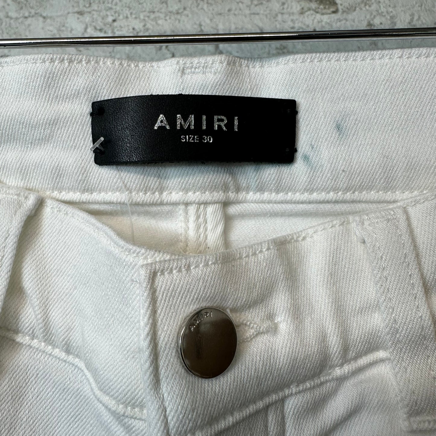 Amiri MX1 White Leather White Denim Jeans Sz 30