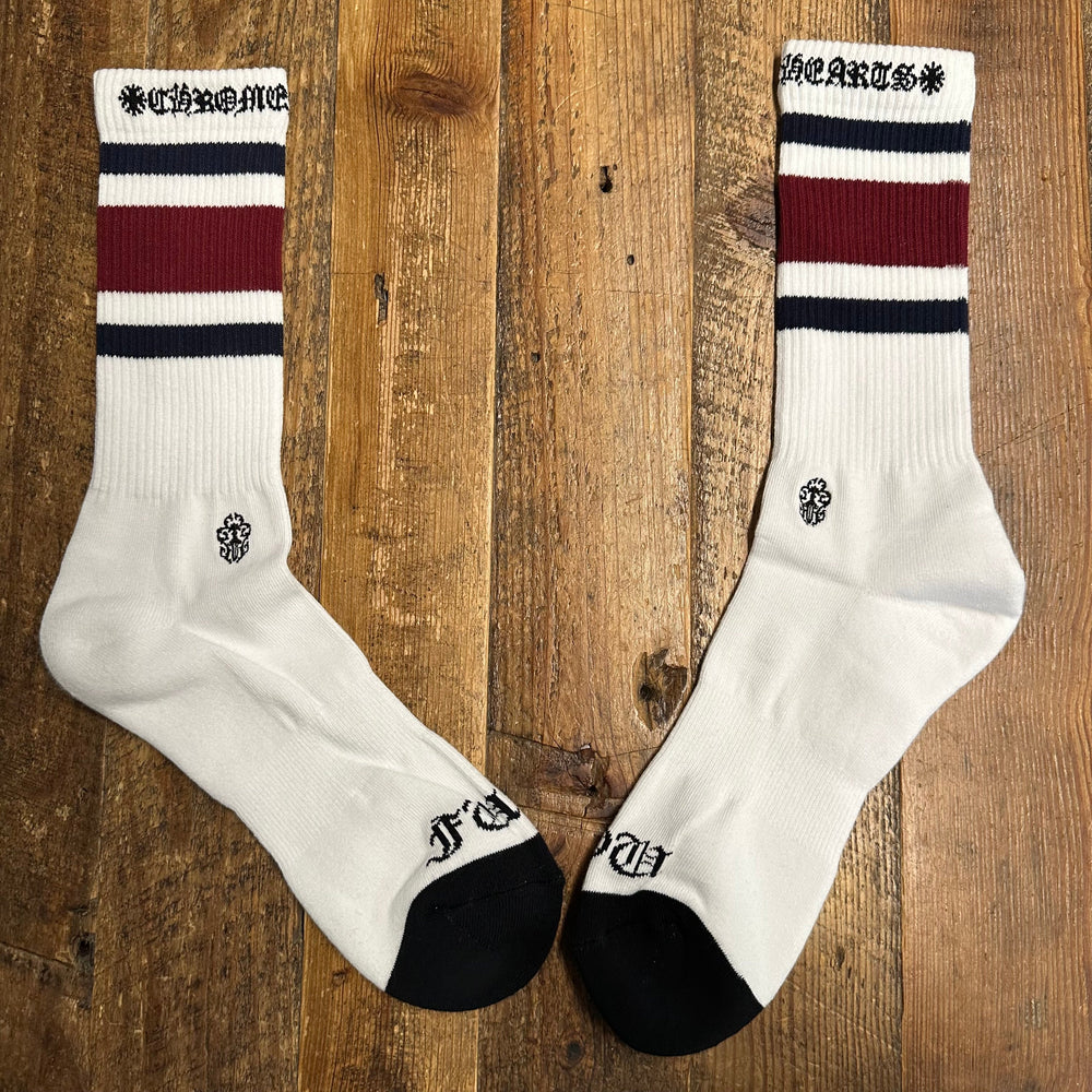 Chrome Hearts Maroon Navy Stripe Socks DS