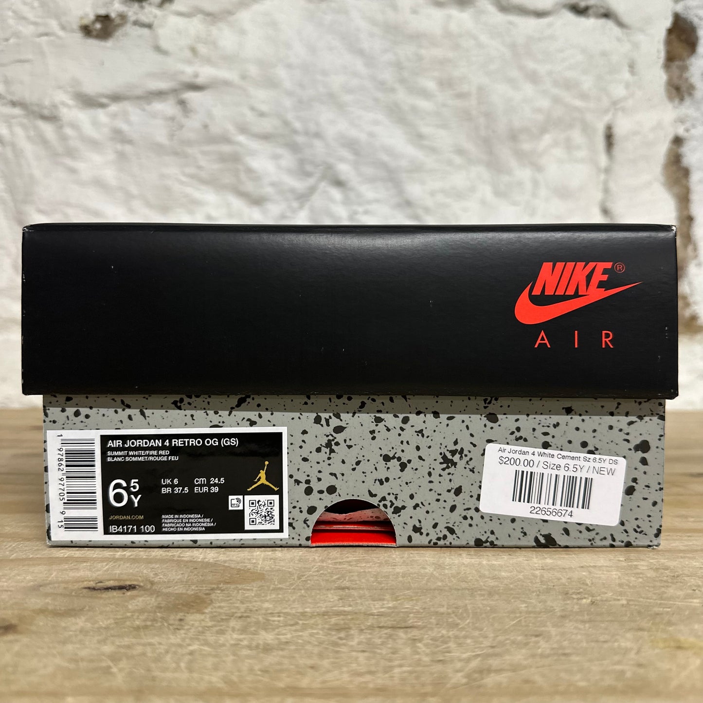 Air Jordan 4 White Cement Sz 6.5Y DS