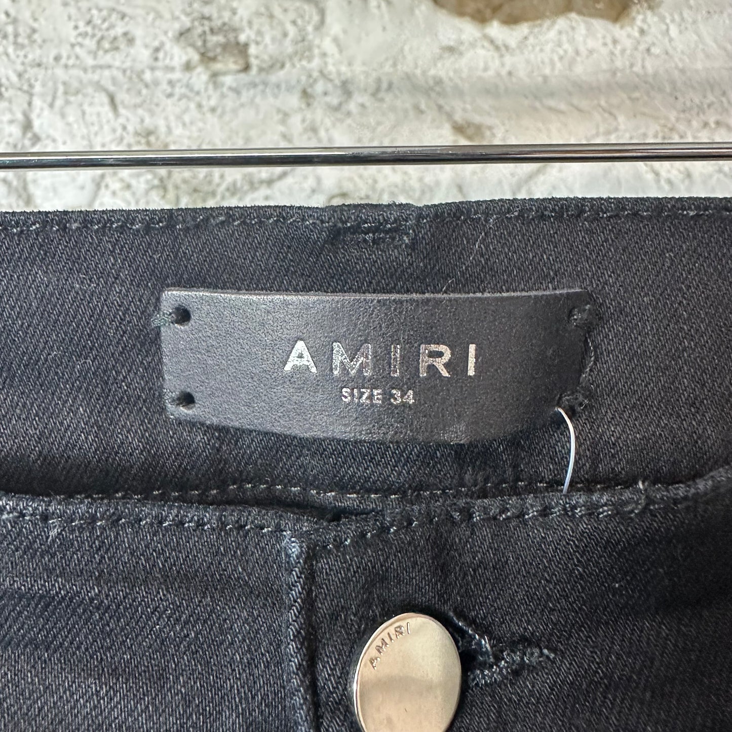 Amiri Old English Spell Black Denim Jeans Sz 34