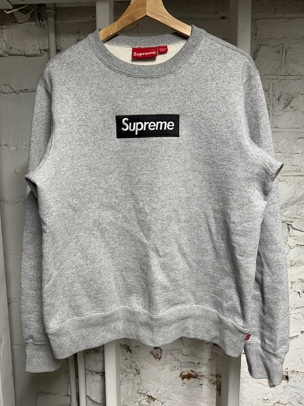 Supreme Heather Grey Box Logo Crewneck Sz S