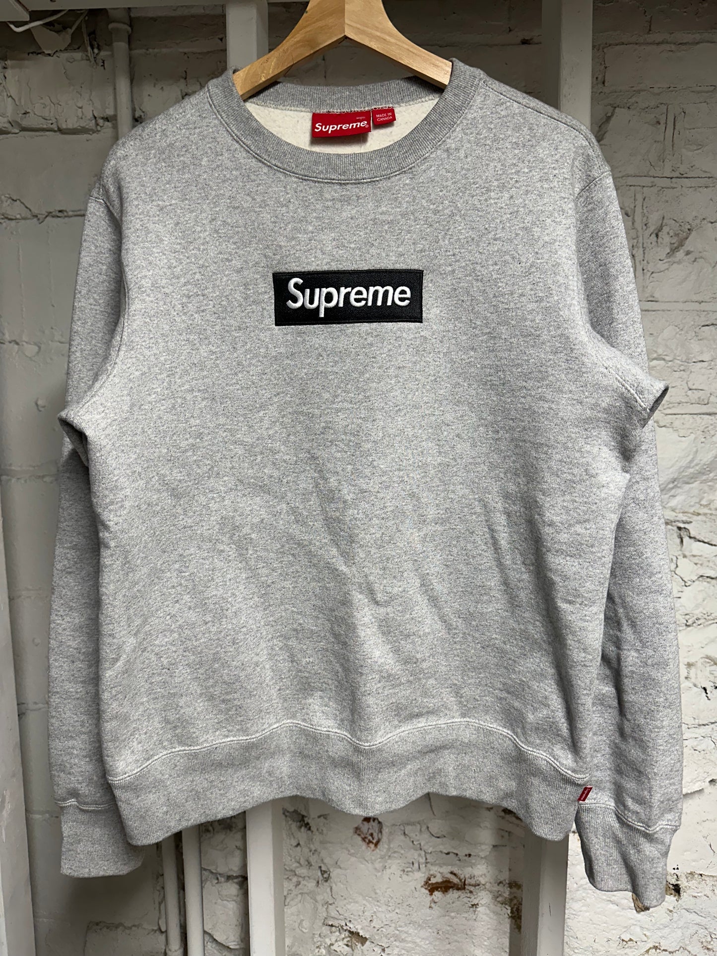 Supreme Heather Grey Box Logo Crewneck Sz S