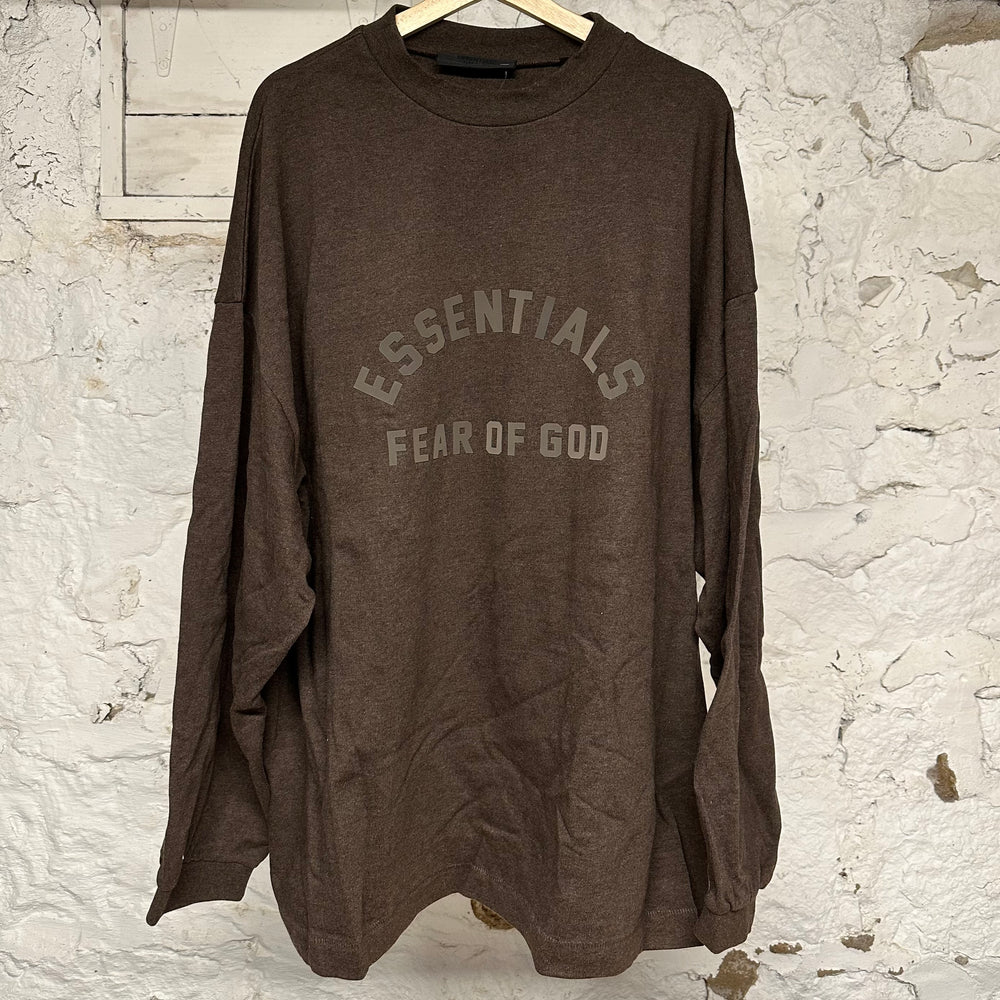 Fear of God Essentials Brown Arc Logo T-Shirt L/S Sz L