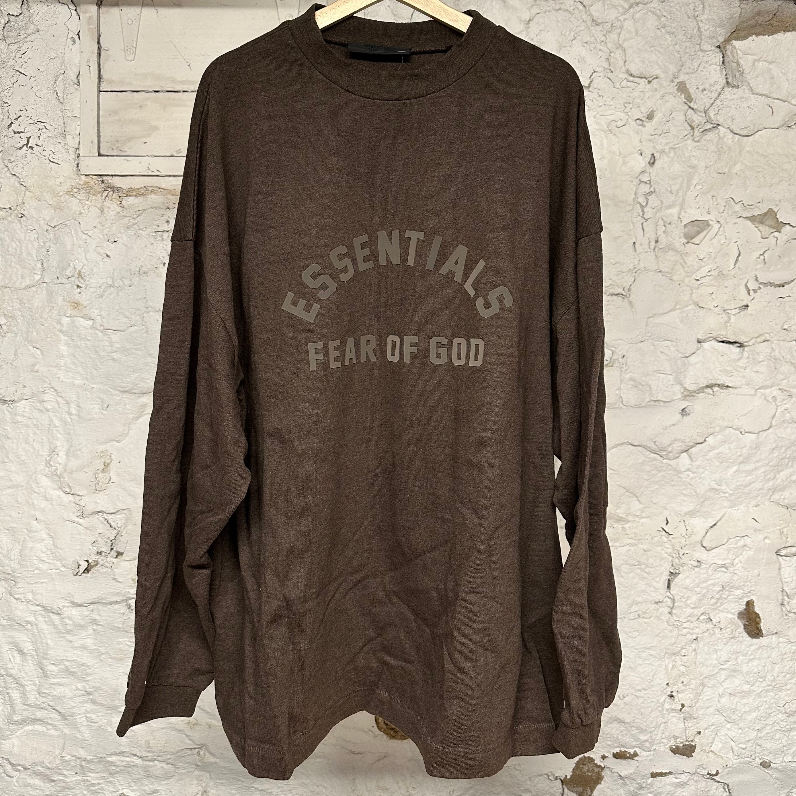 Fear of God Essentials Brown Arc Logo T-Shirt L/S Sz L