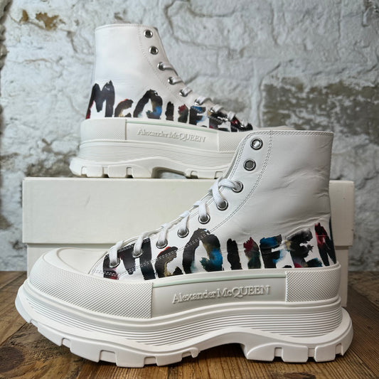 Alexander McQueen High Grafitti Spell White Tread Boot Sz 11 (44)