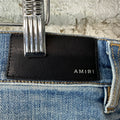 Amiri MX1 Grey Orange Plaid Patch Blue Denim Jeans Sz 34