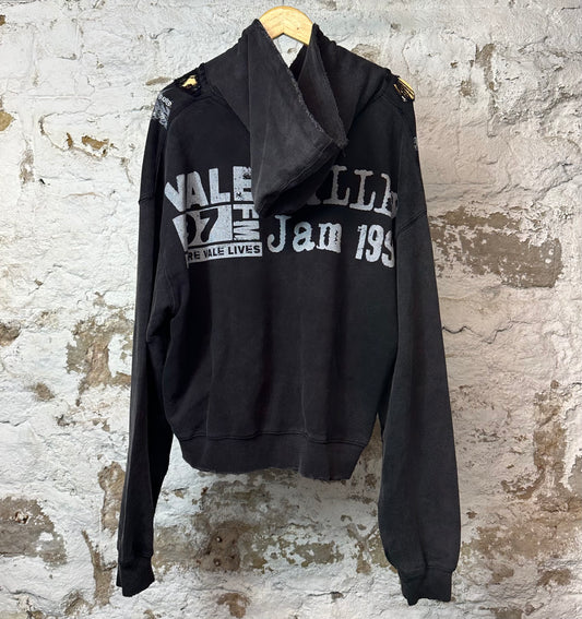 Vale Rhinestone Chain Hoodie Black Sz M