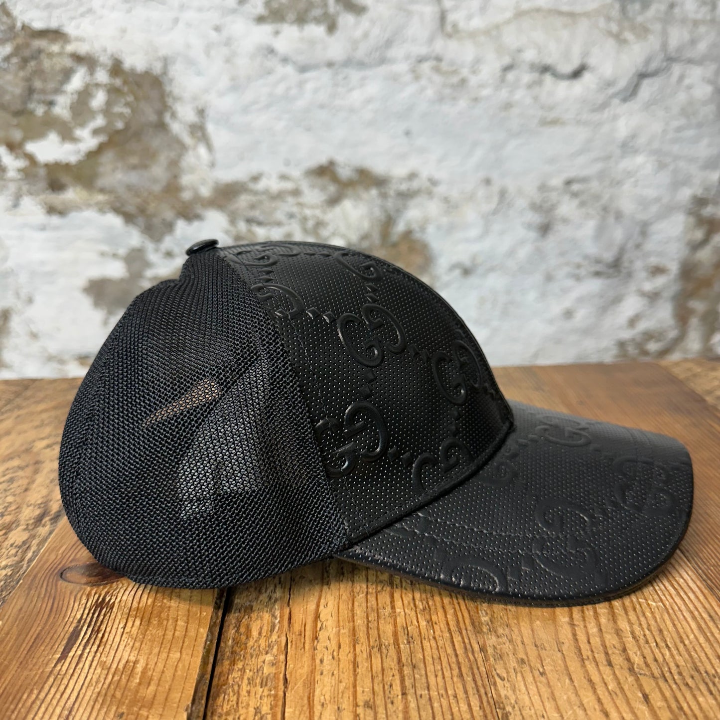 Gucci Black GG Monogram Embossed Hat Sz L