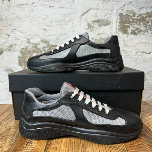 Prada Americas Cup Black Rubber Grey Sneaker Sz 9 (42)