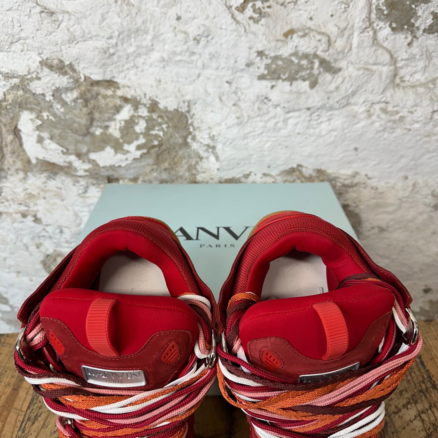 Lanvin Curb Multicolor Lace Red Gum Sneaker Sz 13 (46)
