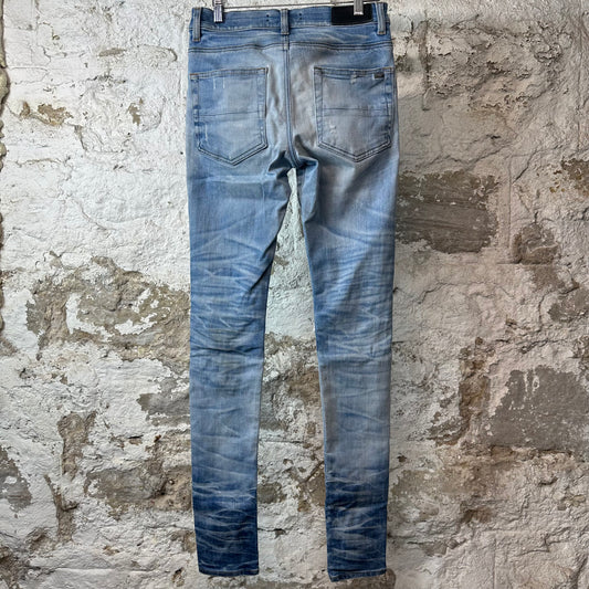 Amiri MX1 Sky Blue Cream Blue Denim Jeans Sz 28