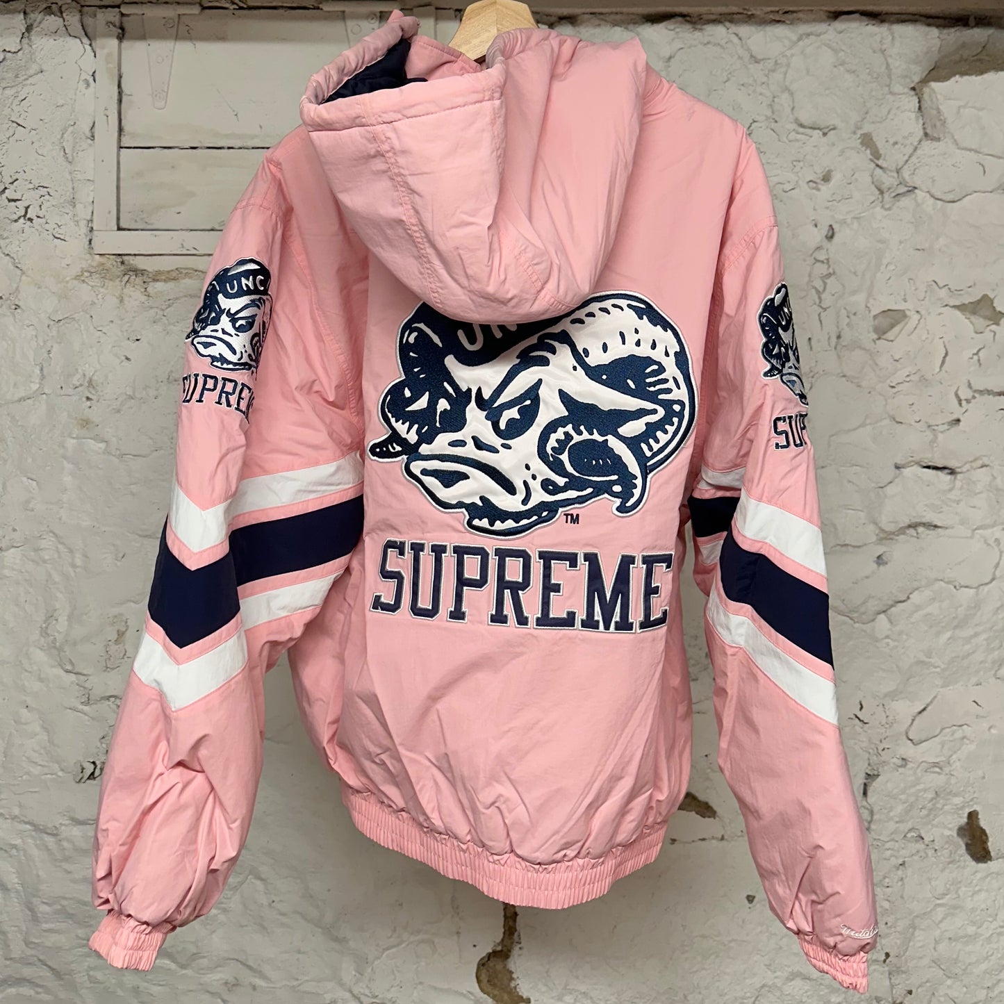 Supreme Mitchell & Ness UNC Pink Jacket Sz L