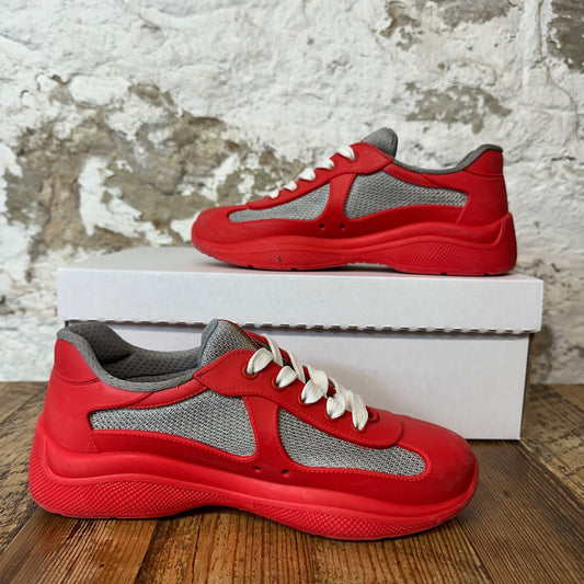 Prada Americas Cup Red Rubber Grey Sneaker Sz 5 (37)