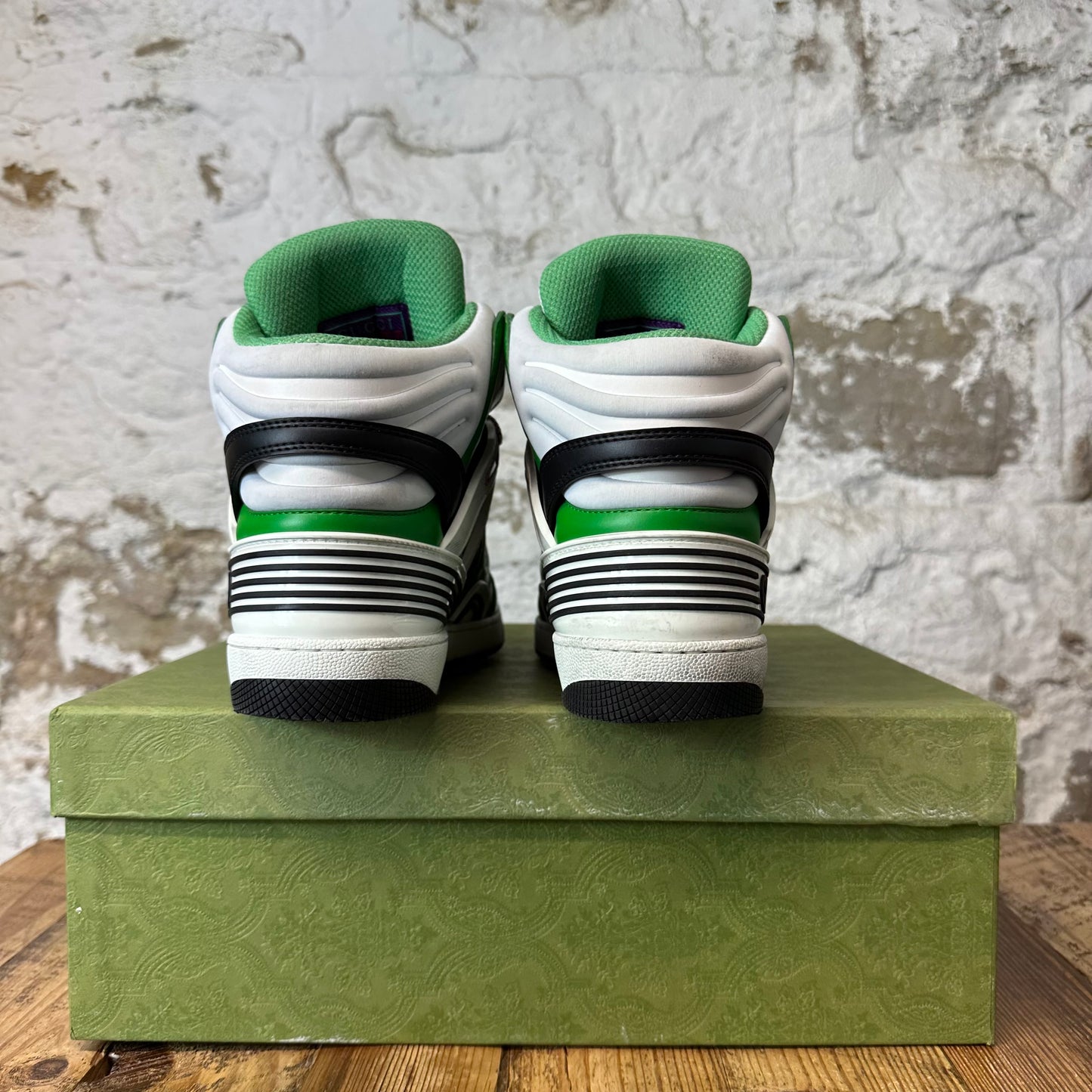 Gucci Basket White Demetra Green Sneaker Sz 7