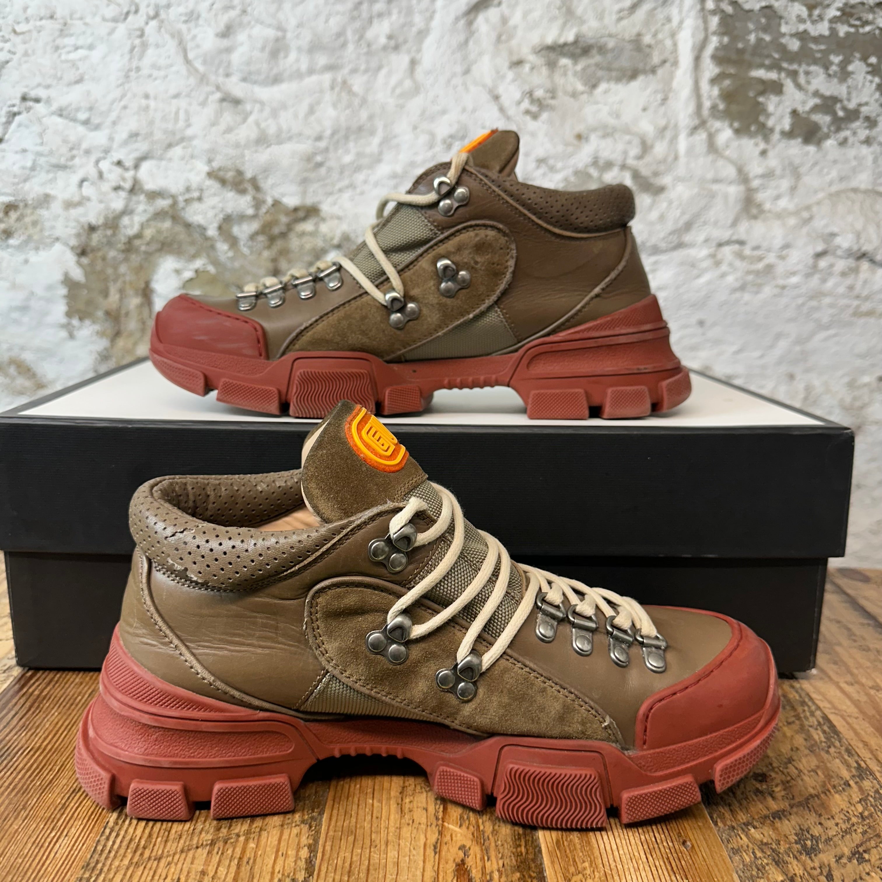 maron GUCCI ラバーシューズ Gucci Flashtrek Brown Maroon Boot Sneaker Sz 7 – The Gallery Online