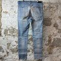 Amiri MX1 Pink Suede Blue Denim Jeans Sz 36