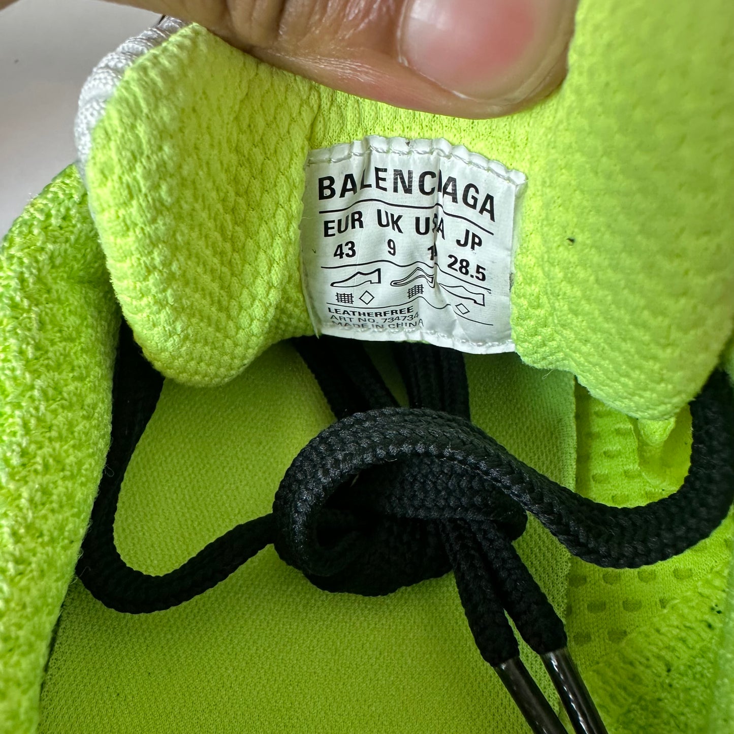 Balenciaga 3XL Grey Neon Green Sneaker Sz 10 (43)