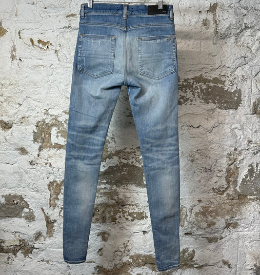 Amiri MX1 Red Suede Blue Denim Jeans Sz 29