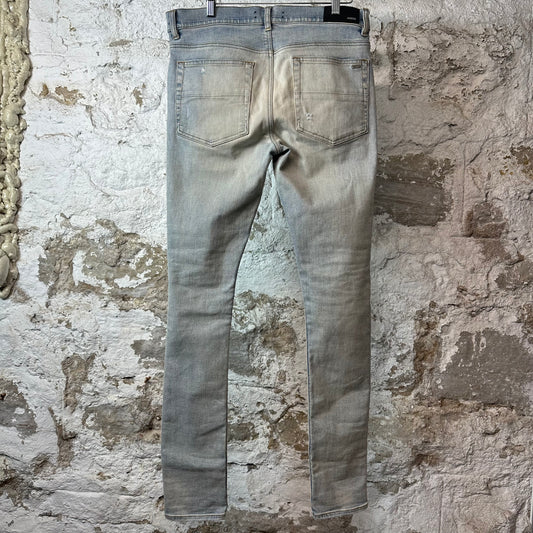 Amiri Knee Rip Plain Light Blue Denim Jeans Sz 32