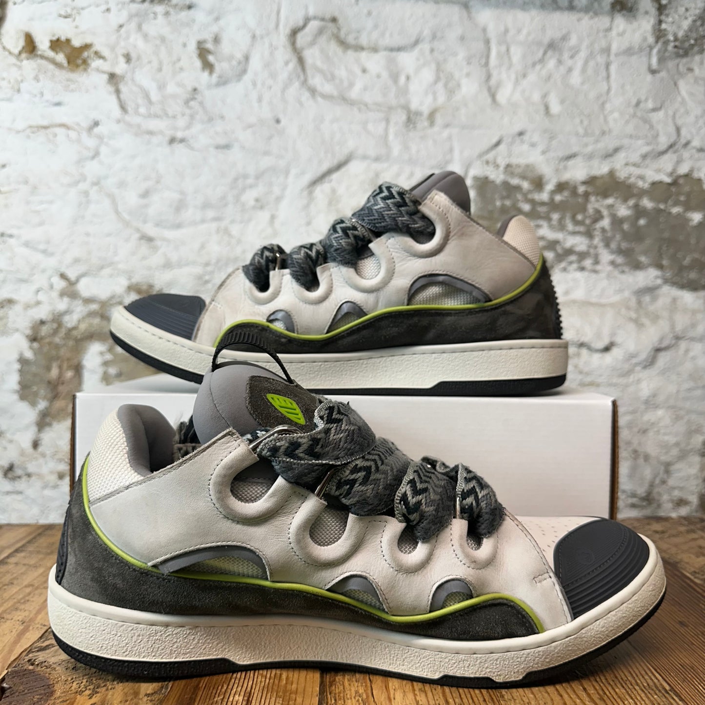 Lanvin Curb Triple Grey Green Sneaker Sz 14 (47)