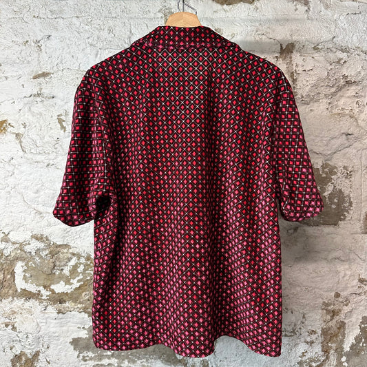 Amiri Pink Black Velour Button Up Shirt Sz S