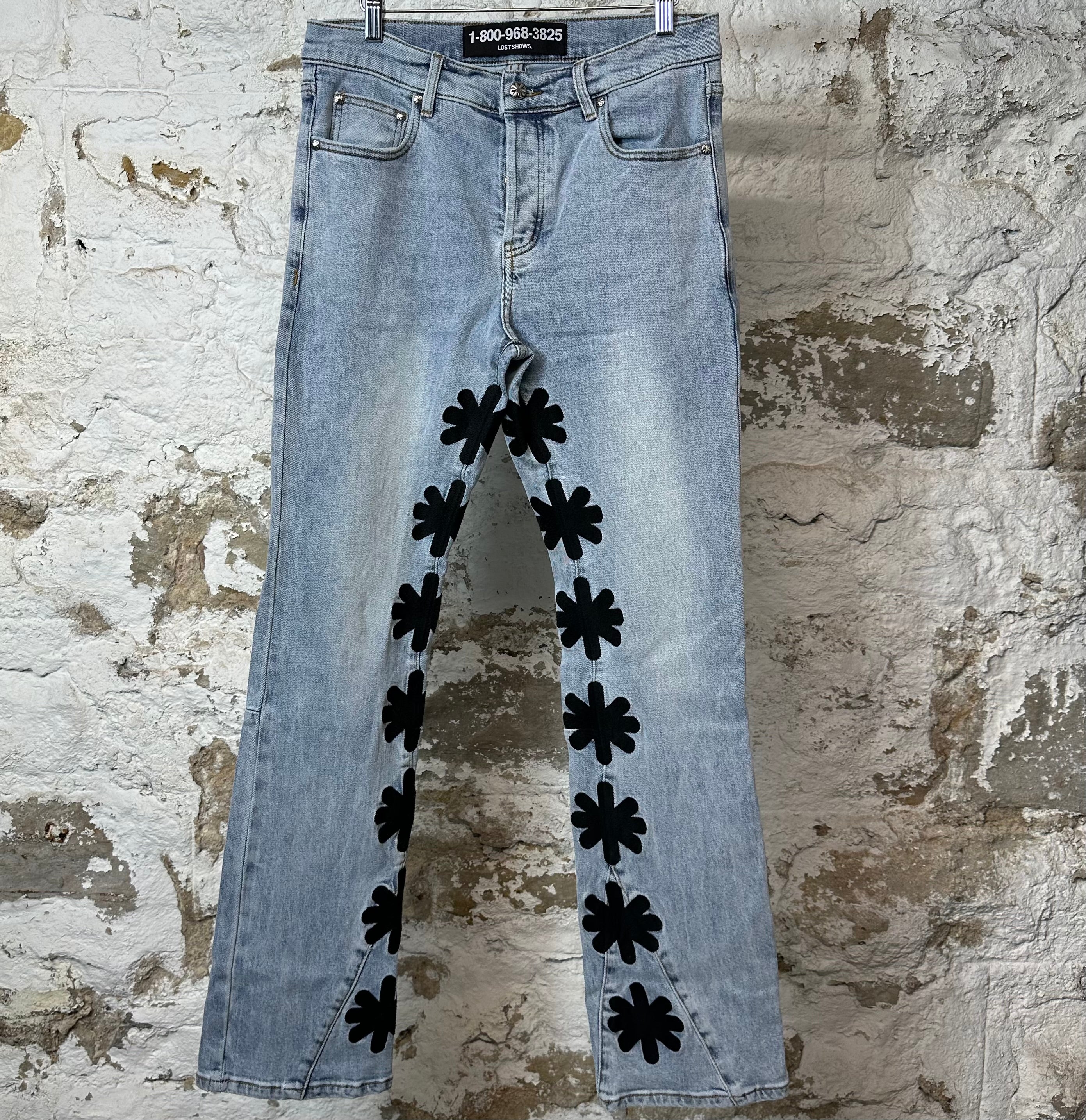 Lost Shadows Sun Logo Blue Denim Jeans Sz 30