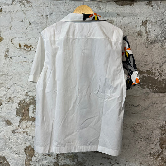 Prada Double Match White Orange Black Button Up Shirt Sz M