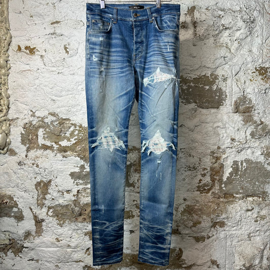 Amiri MX1 Sky Blue Cream Blue Denim Jeans Sz 32