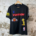 Louis Vuitton NBA Logos Black T-Shirt Sz M
